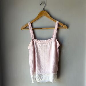 Rodebjer Pink White Duel Tank Top Raw Hem Small
